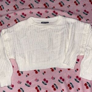 SHEIN White Knit Cropped Sweater